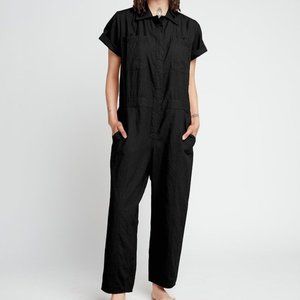 Back Beat Co. Black Linen Boiler Suit, XS